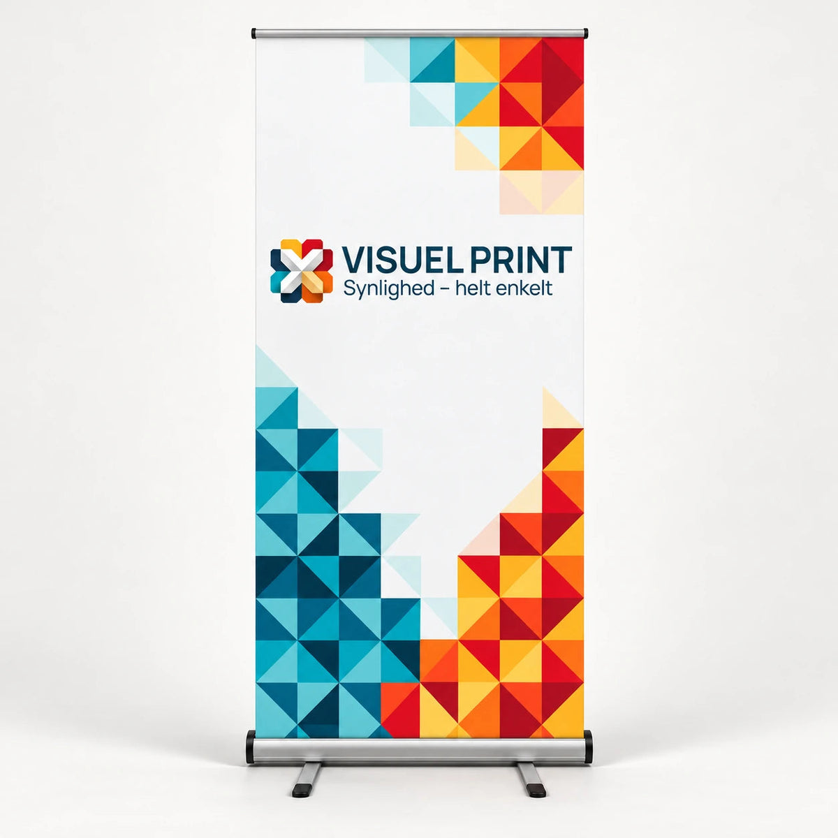 Enkeltsidet roll-up med Visuel Print-mosaik. 100 × 200 cm