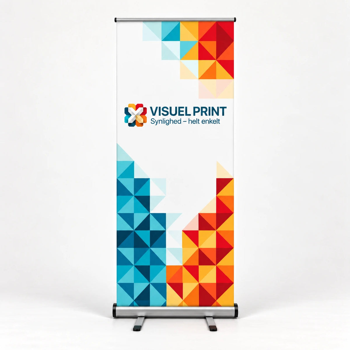 Enkeltsidet roll-up med Visuel Print-mosaik. 80 × 200 cm