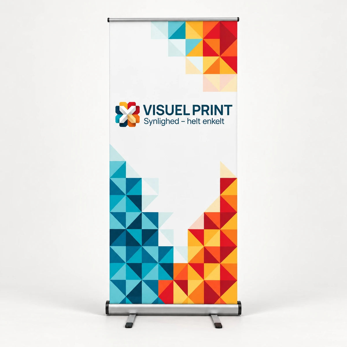 Enkeltsidet roll-up med Visuel Print-mosaik. 85 × 200 cm