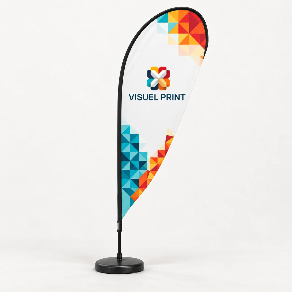 Et Drop beachflag med Visuel Print-mosaik.